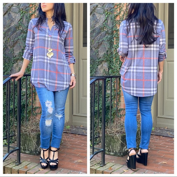 MissAisha555 Tops - Mandarin Collar Paid tunic top